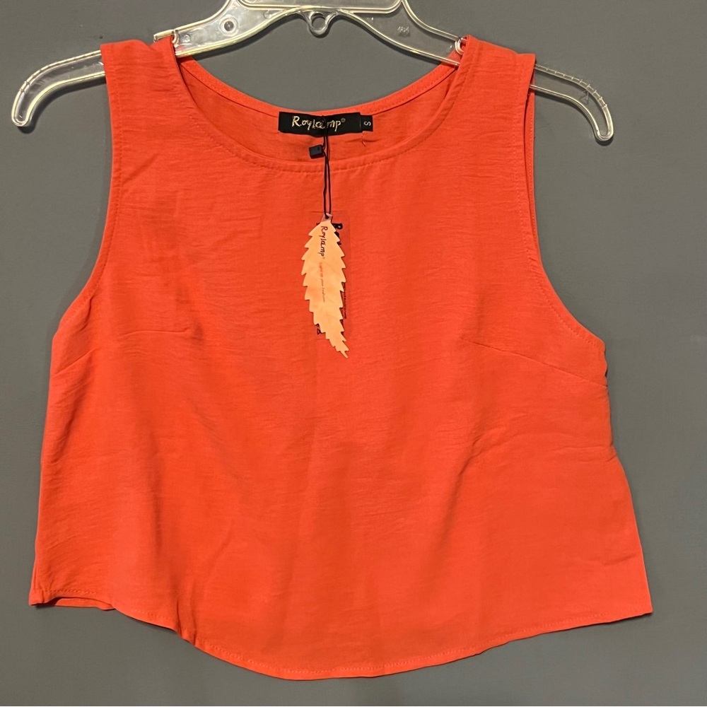 🎆 3/$21 NWT Orange Sleeveless Boxy Cropped Top lightweight summer festival boho